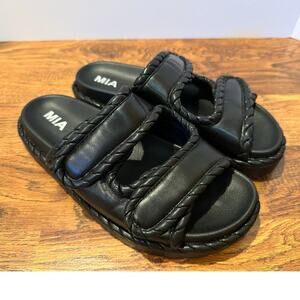 MIA Women’s Gemini Double Strap Slide Sandals Black Size 8.5 Designer Look